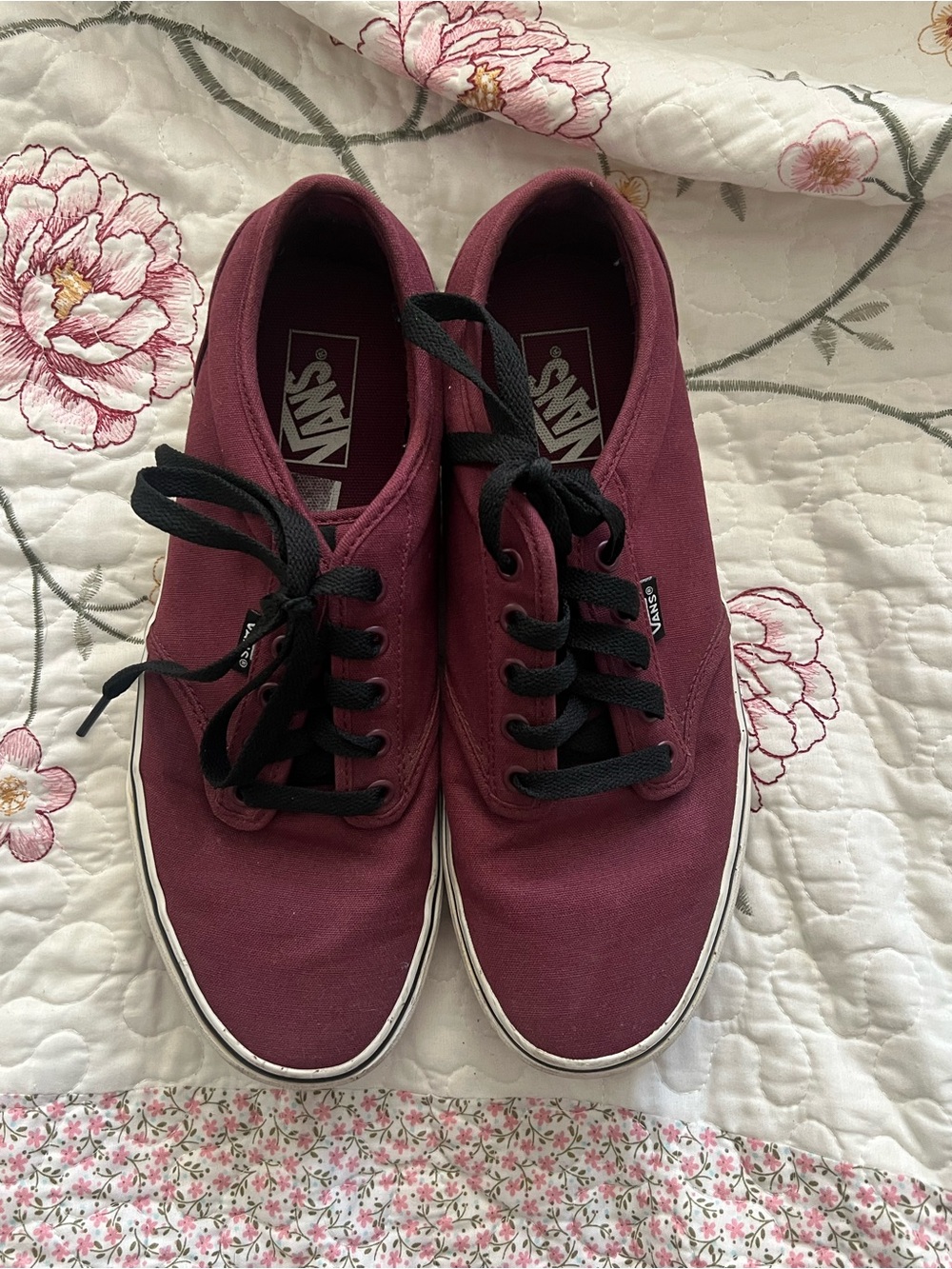 Vans Men's Burgundy Canvas Sneakers - Classic Low-Top